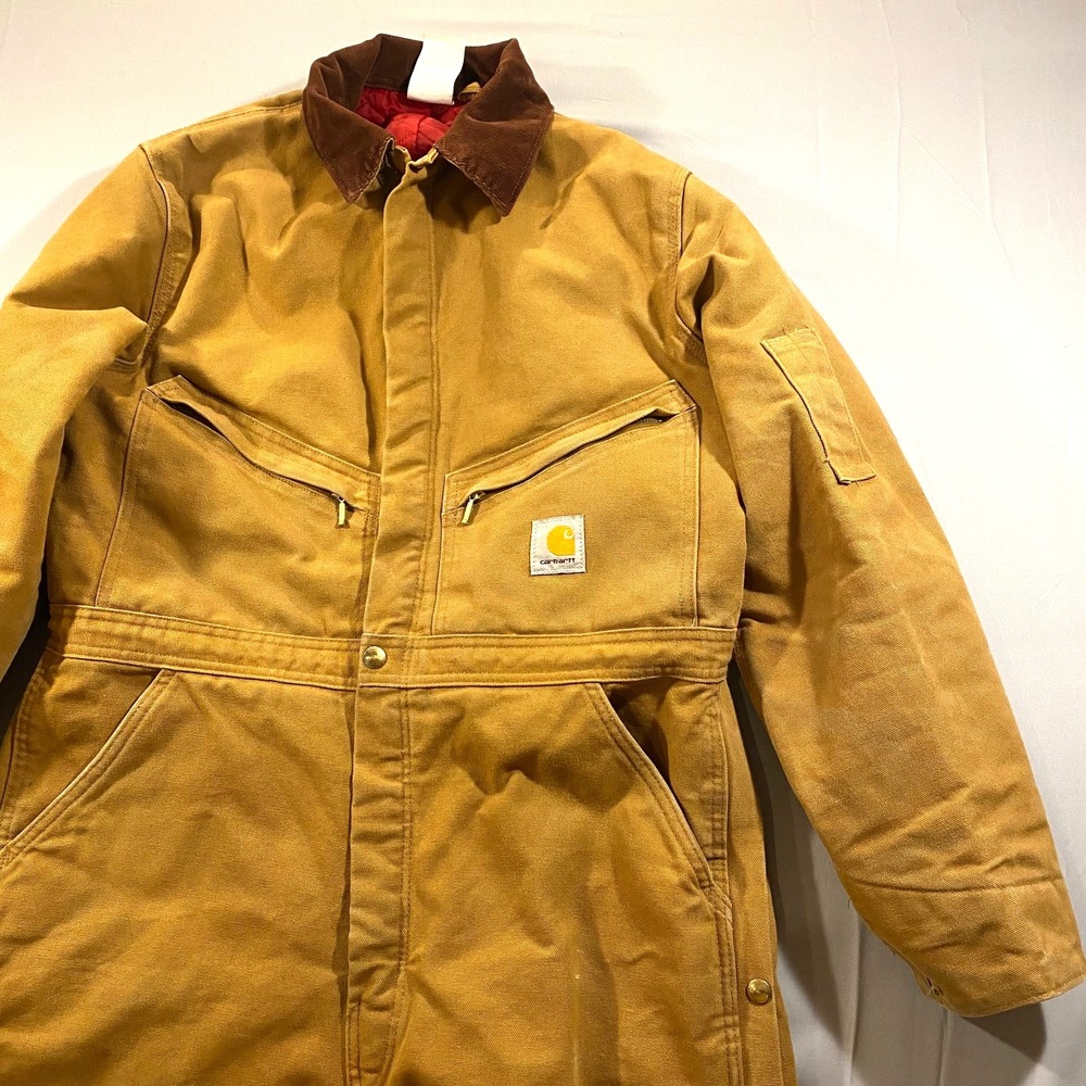 Carhartt Mens Size 42 R Coverall Tan Brown Insulated Quilted X01 BRN Work Wear